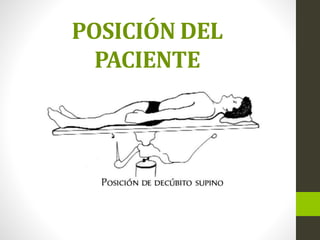 POSICIÓN DEL
PACIENTE
 