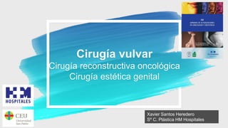 Cirugía vulvar
Cirugía reconstructiva oncológica
Cirugía estética genital
Xavier Santos Heredero
Sº C. Plástica HM Hospitales
 