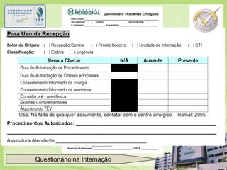 Questionário na Internação
