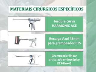 Tesoura curva
HARMONIC ACE
Recarga Azul 45mm
para grampeador ETS
Grampeador linear
articulado endoscópico
ETS-Flex45
MATERIAIS CIRÚRGICOS ESPECÍFICOS
 