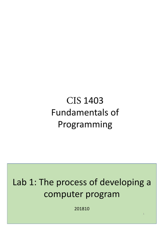 Cis 1403 lab1- the process of programming | PDF