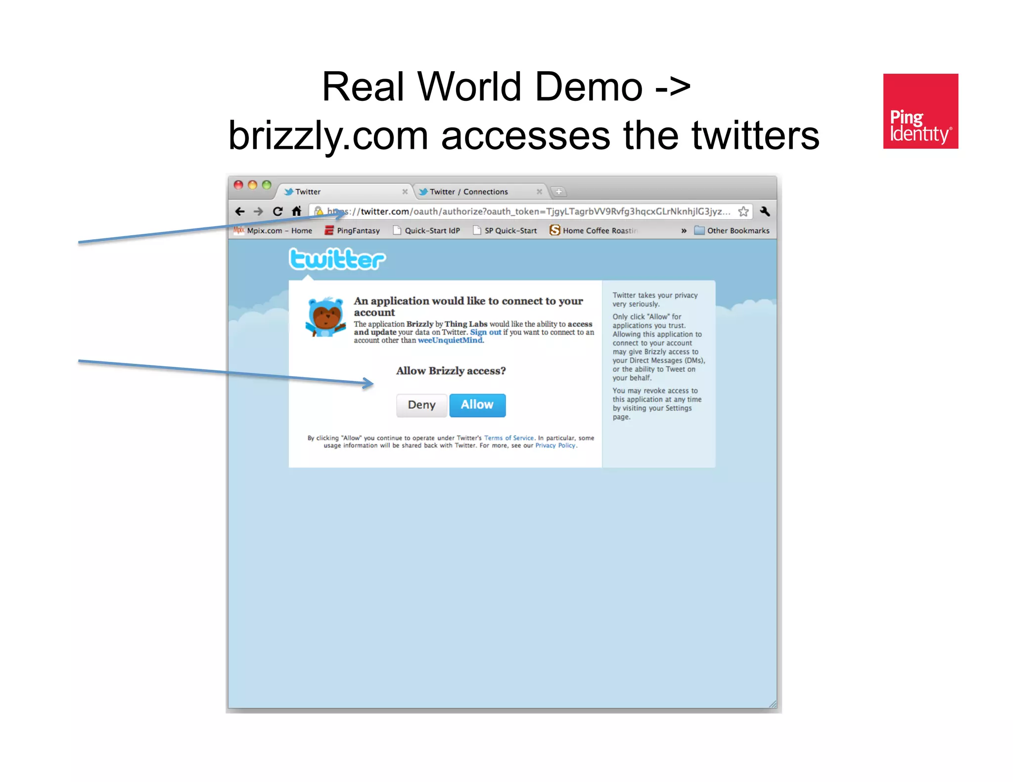Real World Demo ->
brizzly.com accesses the twitters &
 