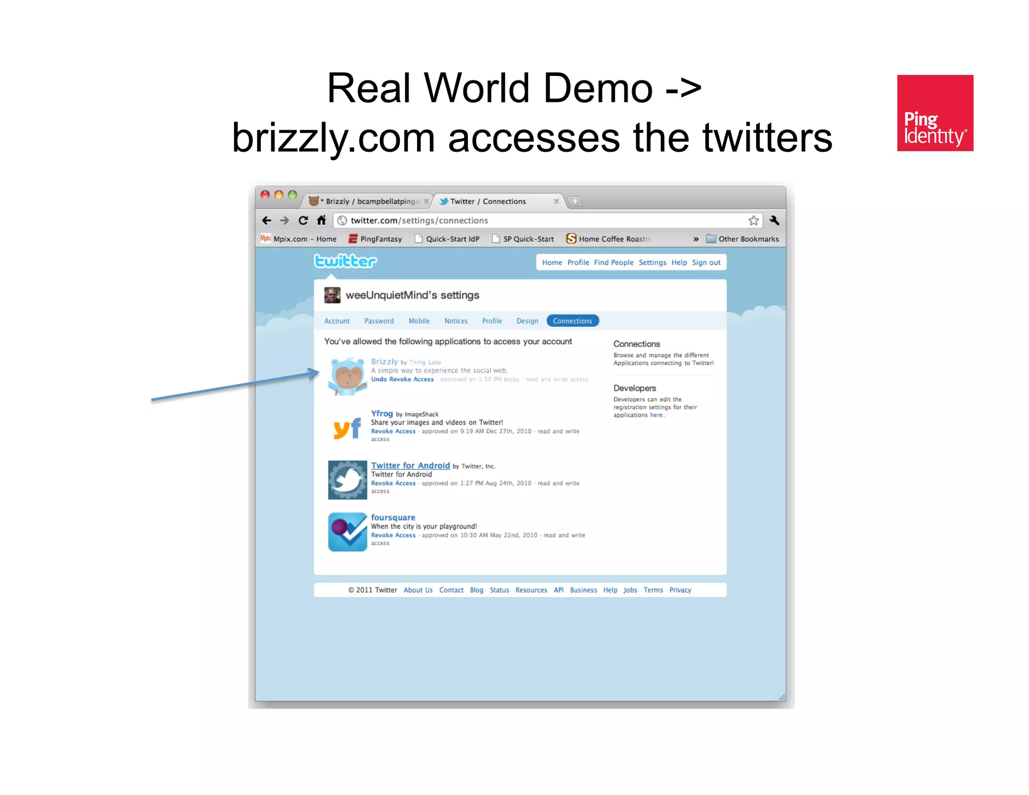 Real World Demo ->
brizzly.com accesses the twitters &
 