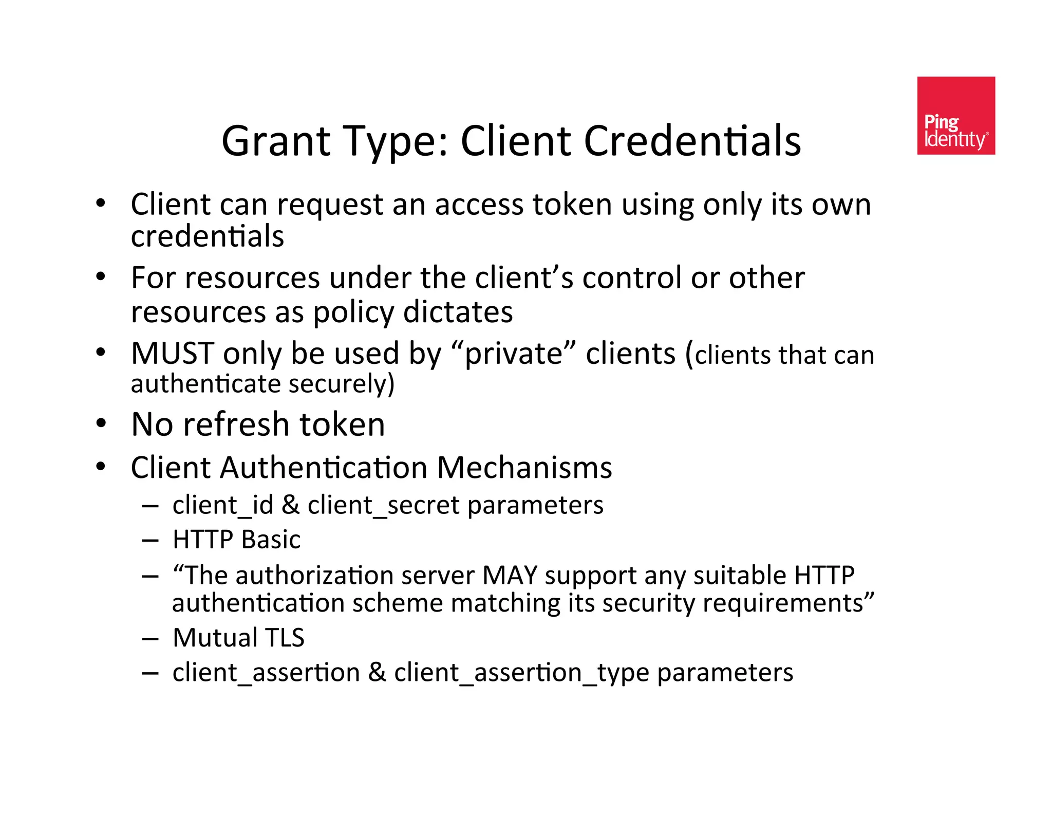 S/(*$&9E?)^&>A0)*$&>/)C)*+(A<&
•  >A0)*$&,(*&/)L#)<$&(*&(,,)<<&$-5)*&#<0*D&-*AE&0$<&-4*&
   ,/)C)*+(A<&
•  V-/&/)<-#/,)<&#*C)/&$%)&,A0)*$f<&,-*$/-A&-/&-$%)/&
   /)<-#/,)<&(<&?-A0,E&C0,$($)<&
•  Bc89&-*AE&@)&#<)C&@E&Ñ?/0H($){&,A0)*$<&`,A0)*$<&$%($&,(*&
  (#$%)*+,($)&<),#/)AEa&
•  W-&/)2/)<%&$-5)*&
•  >A0)*$&"#$%)*+,(+-*&B),%(*0<3<&
   –  ,A0)*$x0C&.&,A0)*$x<),/)$&?(/(3)$)/<&&
   –  b99:&=(<0,&
   –  Ñ9%)&(#$%-/01(+-*&<)/H)/&B"d&<#??-/$&(*E&<#0$(@A)&b99:&
      (#$%)*+,(+-*&<,%)3)&3($,%0*D&0$<&<),#/0$E&/)L#0/)3)*$<{&
   –  B#$#(A&9F8&
   –  ,A0)*$x(<<)/+-*&.&,A0)*$x(<<)/+-*x$E?)&?(/(3)$)/<&
 