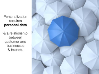 Personalization
requires
personal data
& a relationship
between
customer and
businesses
& brands.
 