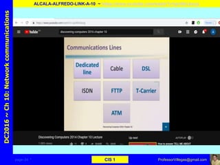 page–24 * CIS 1
DC2016~Ch10:Networkcommunications
ALCALA-ALFREDO-LINK-A-10 ~ https://www.youtube.com/watch?v=jav90rLkeug
ProfessorVillegas@gmail.com
 