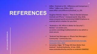 REFERENCES
18
CIS1-224-6A-RIZO-ROGELIO
• Diffen. “Android vs IOS - Difference and Comparison |
Diffen.” Diffen.com, Diffen...