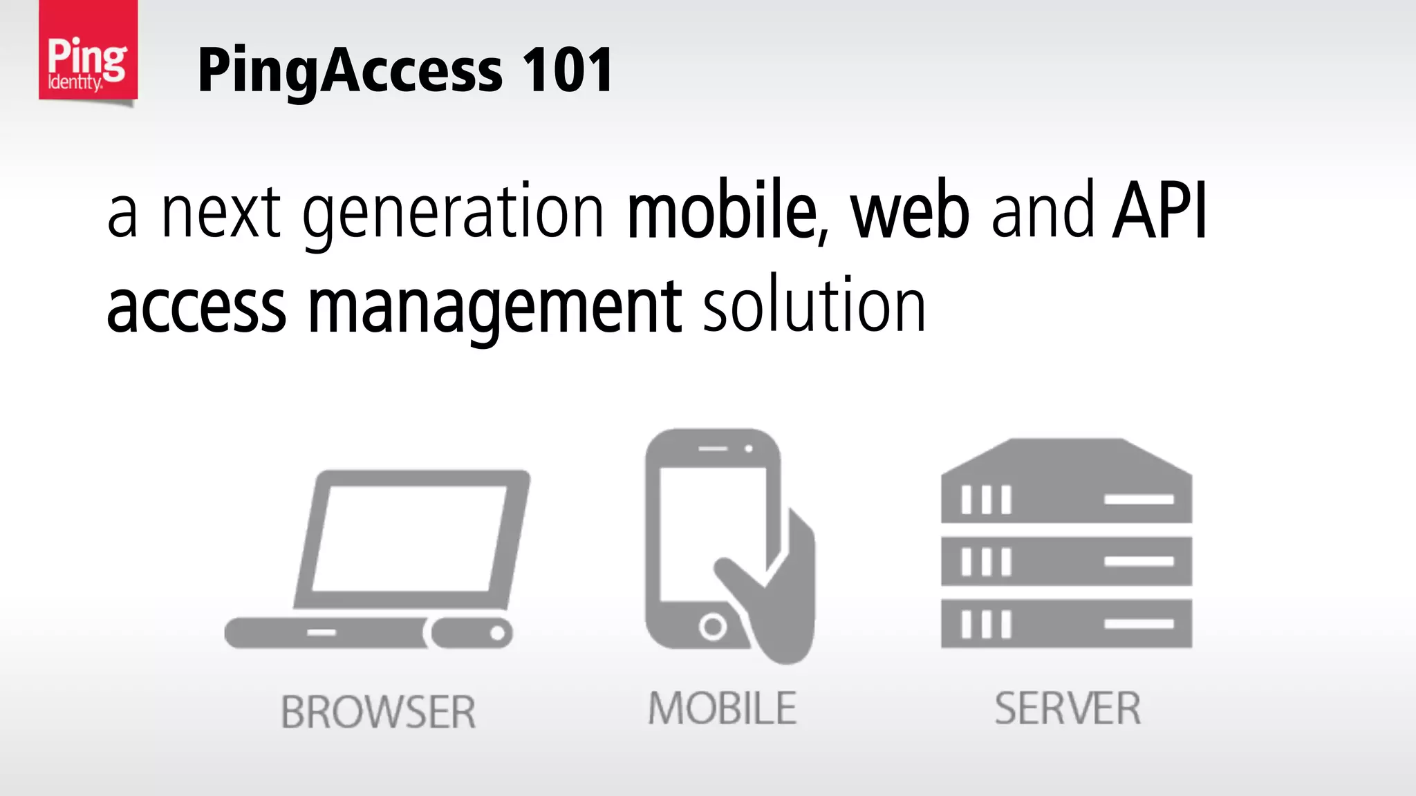 PingAccess 101
a next generation mobile, web and API
access management solution
 