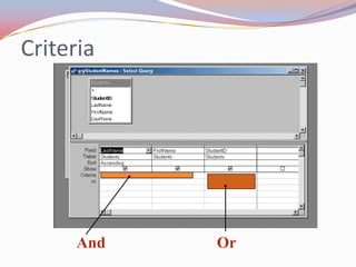 Criteria




      And   Or
 