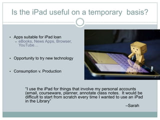 DamageLoan PotentialInstitutions lending iPads