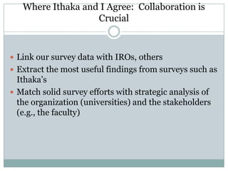 Ithaka’s Key FindingsMore faculty start at the “network” level (49%)Three categories define library services:“Gateway”“Buyer”“Archive”Each role carries both risk— but also opportunityEach category encompasses a universe of activityThe Eternal Optimist: Let’s look at the risks and also at the opportunities that the data suggest