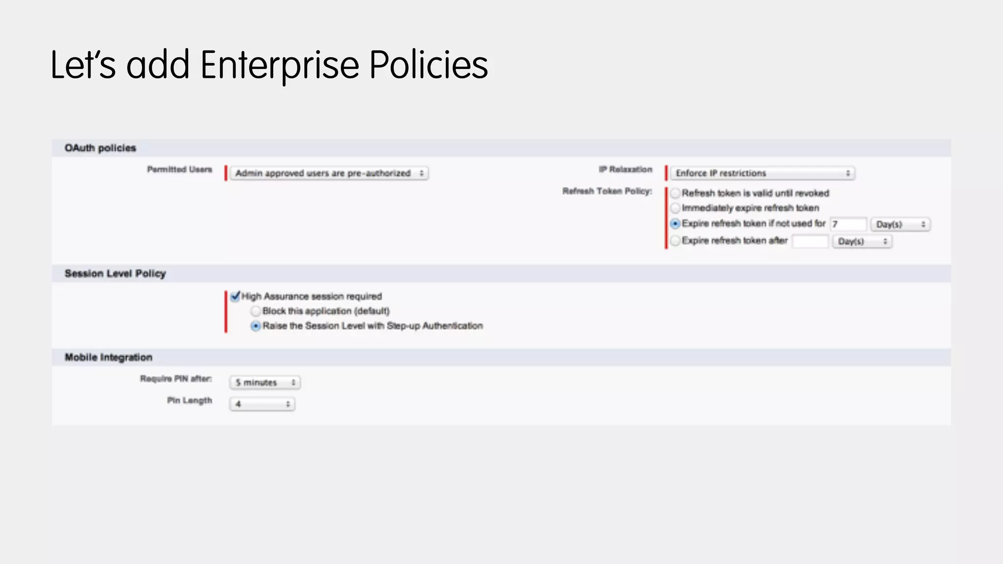 Let’s add Enterprise Policies
 