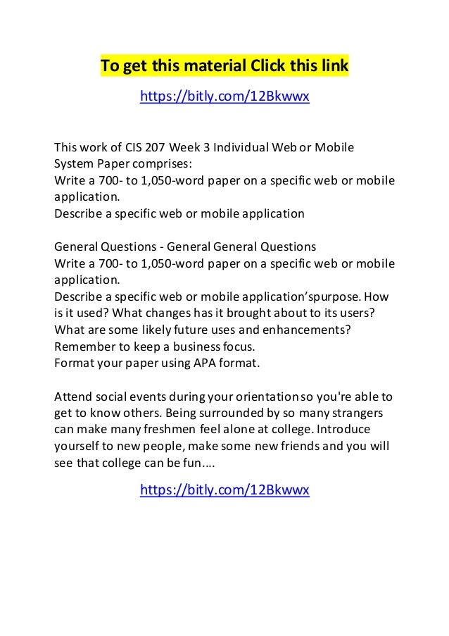 Cis 207 week 3 essay examples picture