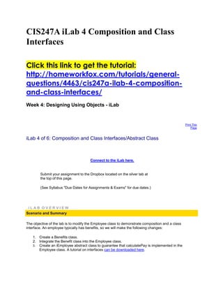 Cis247 a ilab 4 composition and class interfaces | PDF