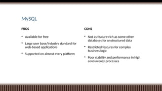 CIS3050_Presentation MS SQL vs. MySQL vs. Oracle | PPTX