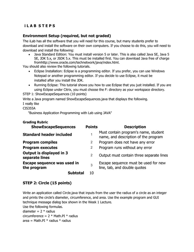 Cis 355 i lab 1 of 6 | DOCX | Programming Languages | Computing