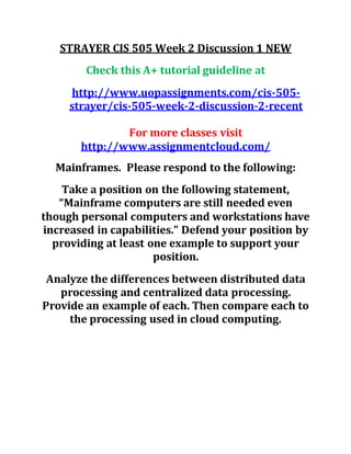 CIS 505 Entire Course NEW | DOCX