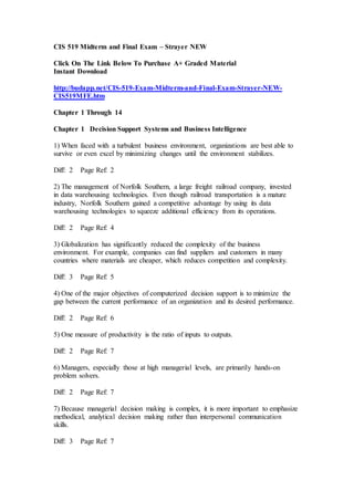 Cis 519 midterm and final exam – strayer new | PDF