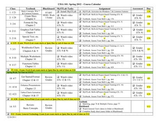 CISA 101 Course Calendar SP12 Billing
