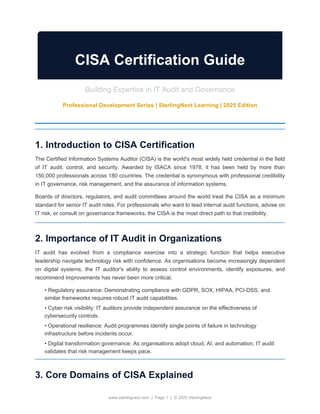 CISA Certification Guide: Building Expertise in IT Audit and Governance ...