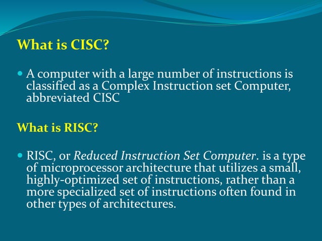 RISC and CISC Processors | PPTX | Computing | Technology & Computing