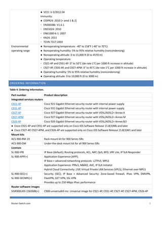 Cisco 900 Series Integrated Services Routers Datasheet | PDF