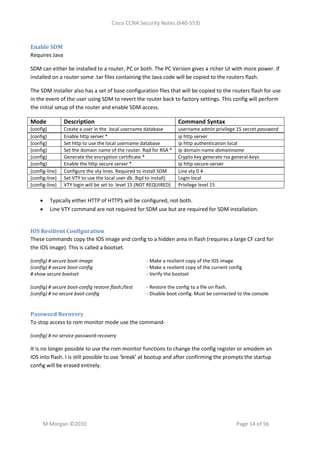 Sdm Commands Cisco ccna-security note | PDF