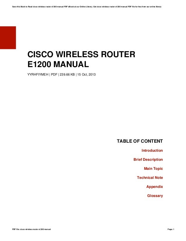 Cisco wireless-router-e1200-manual
