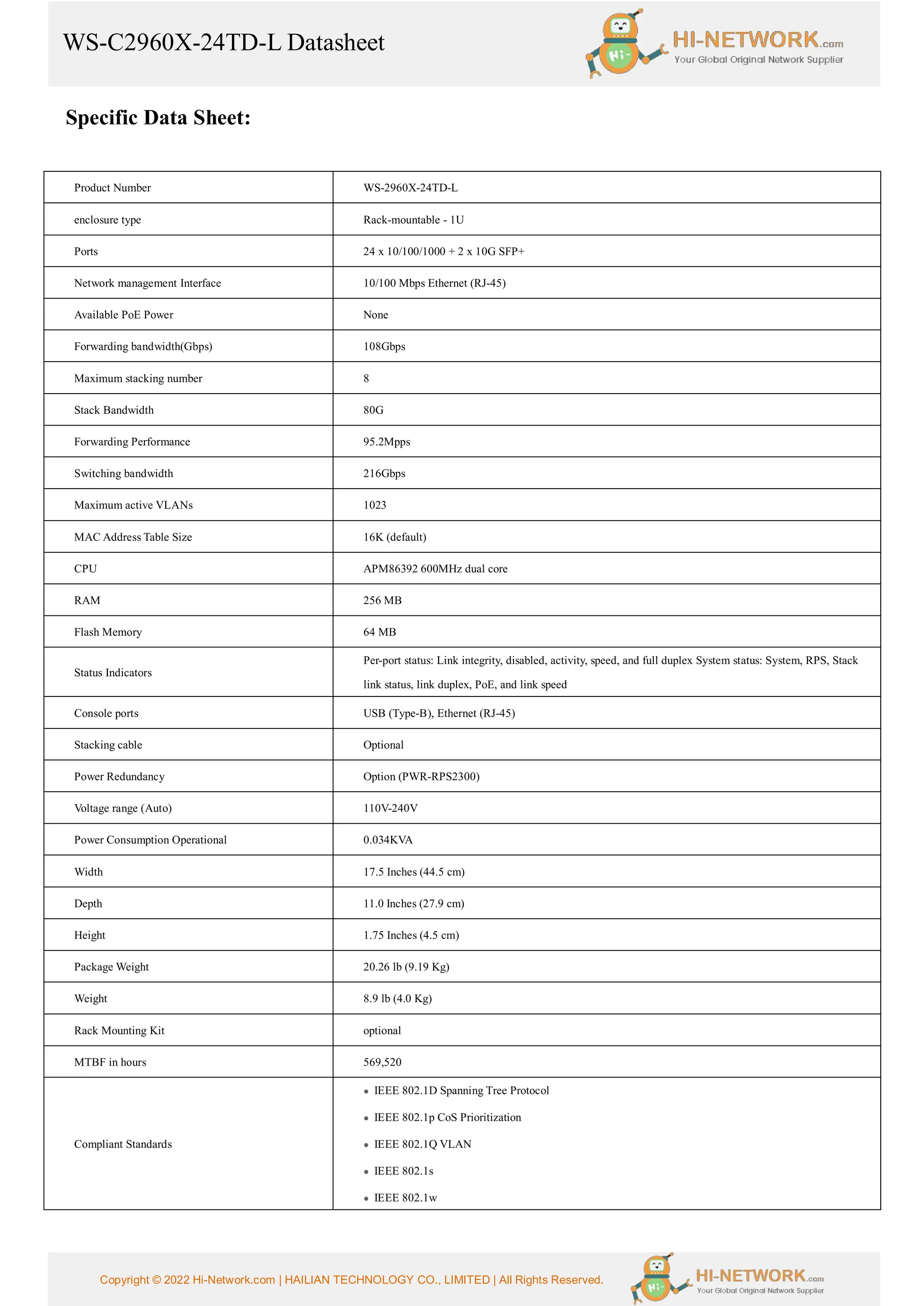 cisco-ws-c2960x-24td-l-datasheet-pdf