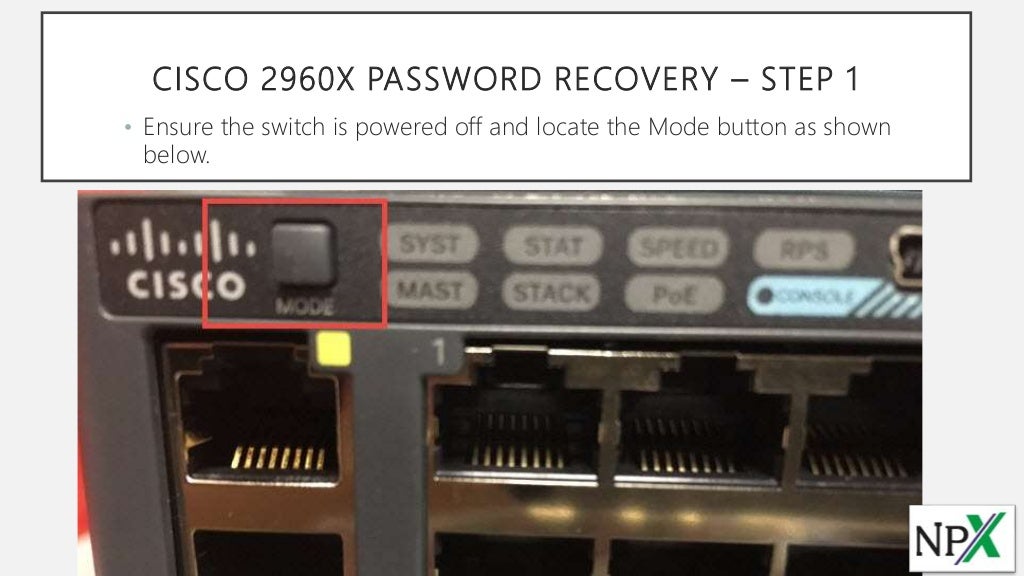 Cisco 2960x switch password recovery