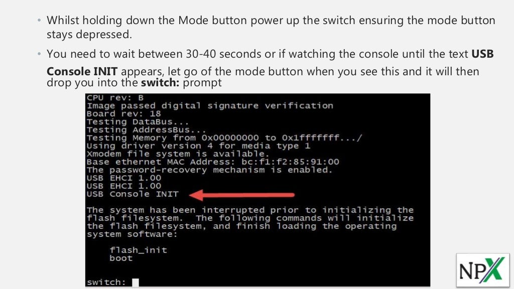 Cisco 2960x Switch Password Recovery