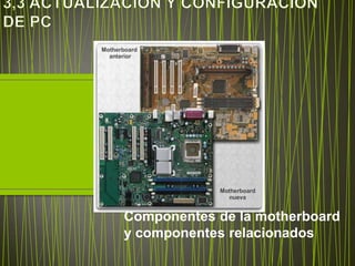 Componentes de la motherboard
y componentes relacionados
 