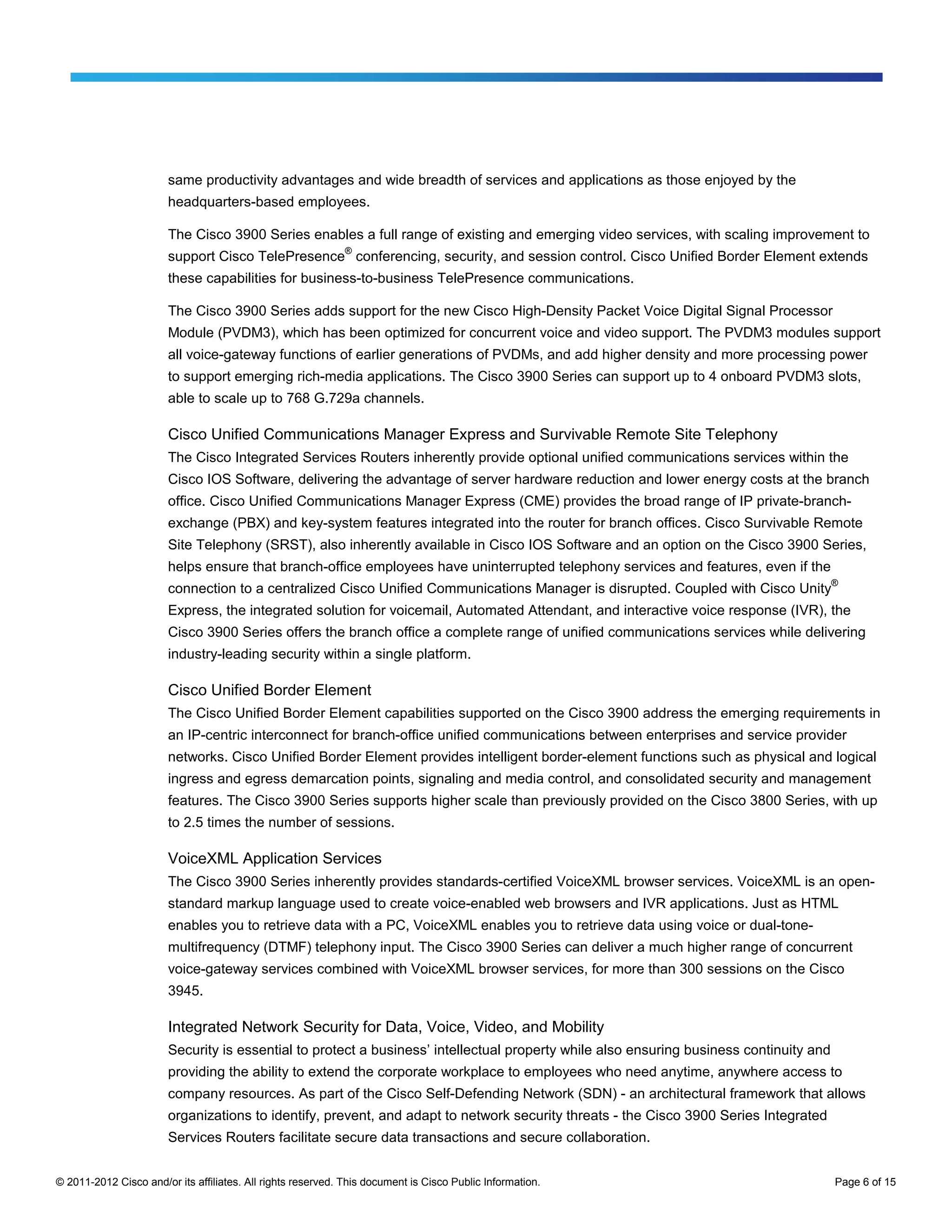 Cisco 3900 series integrated services routers | PDF