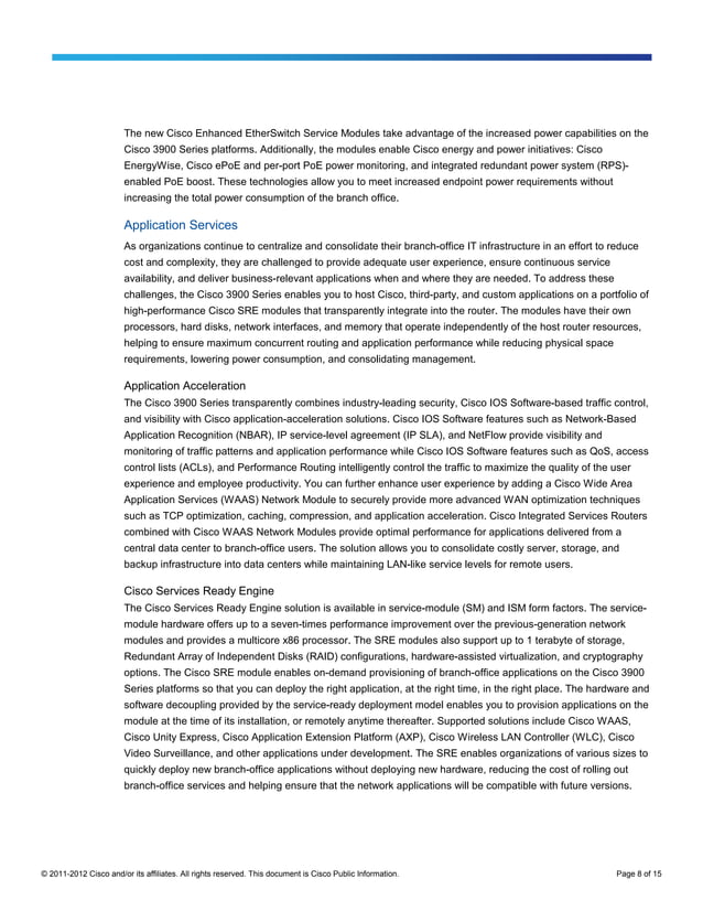 Cisco 3900 series integrated services routers | PDF