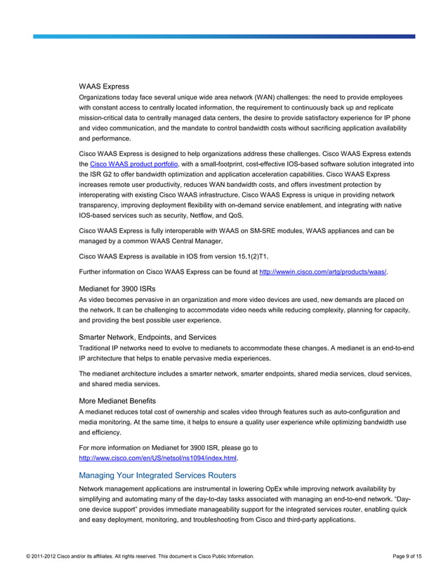 Cisco 3900 series integrated services routers | PDF