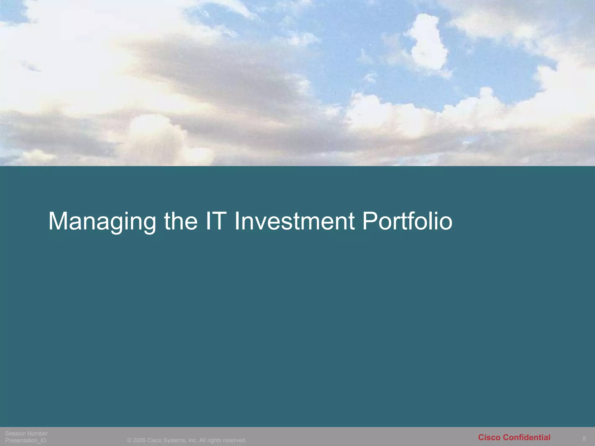 Managing the IT Investment Portfolio 