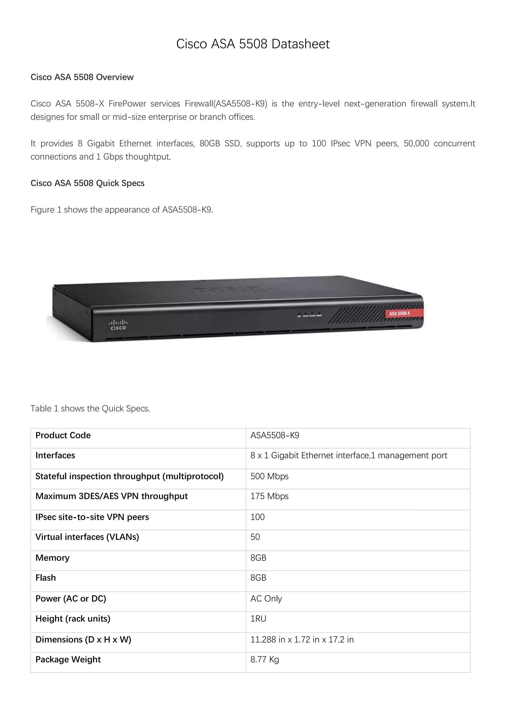 Cisco asa 5508 datasheet | PDF