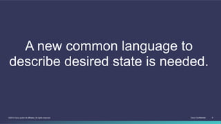 Cisco Confidential 9©2014 Cisco and/or its affiliates. All rights reserved.
A new common language to
describe desired state is needed.
 