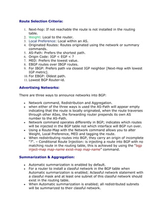 Cisco BGP Exam 642-661 Review Notes