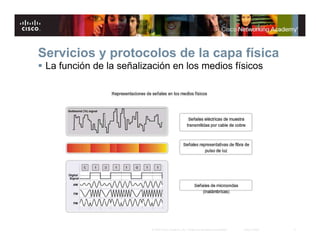 5© 2007 Cisco Systems, Inc. Todos los derechos reservados. Cisco Public
Servicios y protocolos de la capa física
La función de la señalización en los medios físicos
 