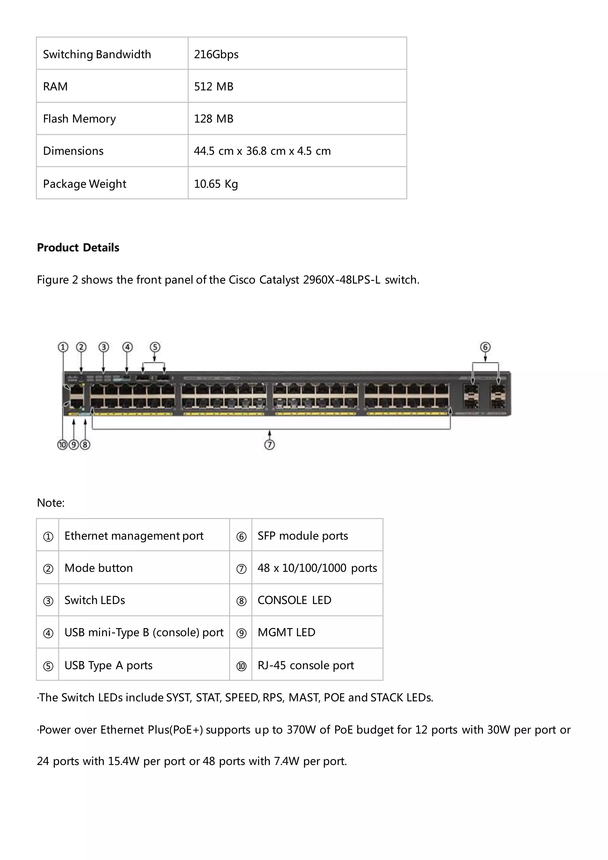Cisco catalyst 2960x 48 lps-l datasheet | DOCX