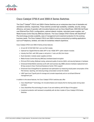 Cisco catalyst 3750 x and 3560-x series switches | PDF