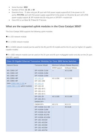 Cisco catalyst 3850 series switches datasheet and faq | PDF