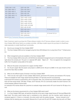 Cisco catalyst 3850 series switches datasheet and faq | PDF