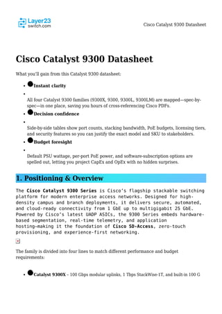 Layer23-Switch.com The Cisco Catalyst 9300 Series is Cisco’s flagship ...