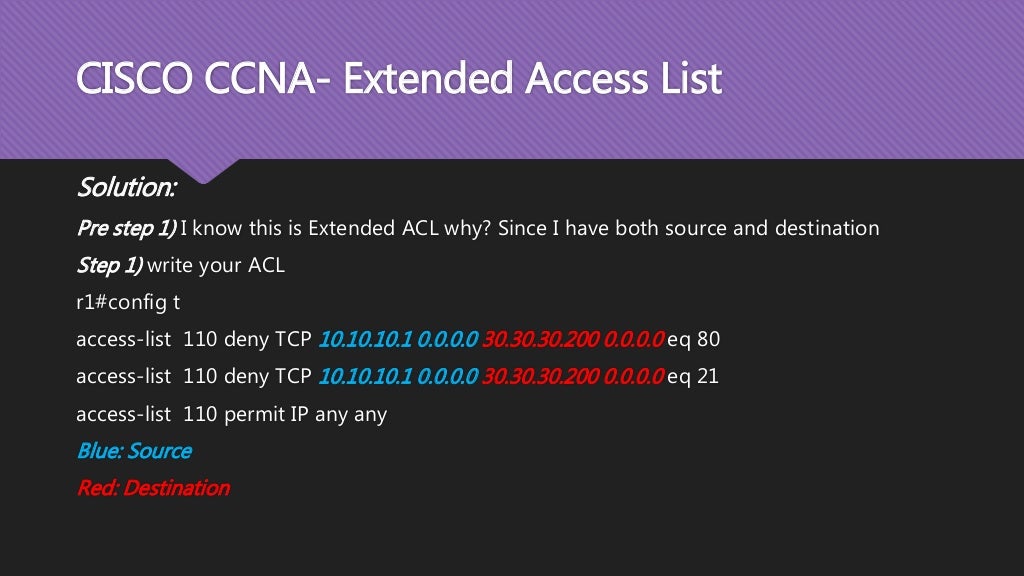 Cisco CCNA Extended Access List