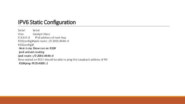 Cisco Ccna Ipv6 Static Configuration