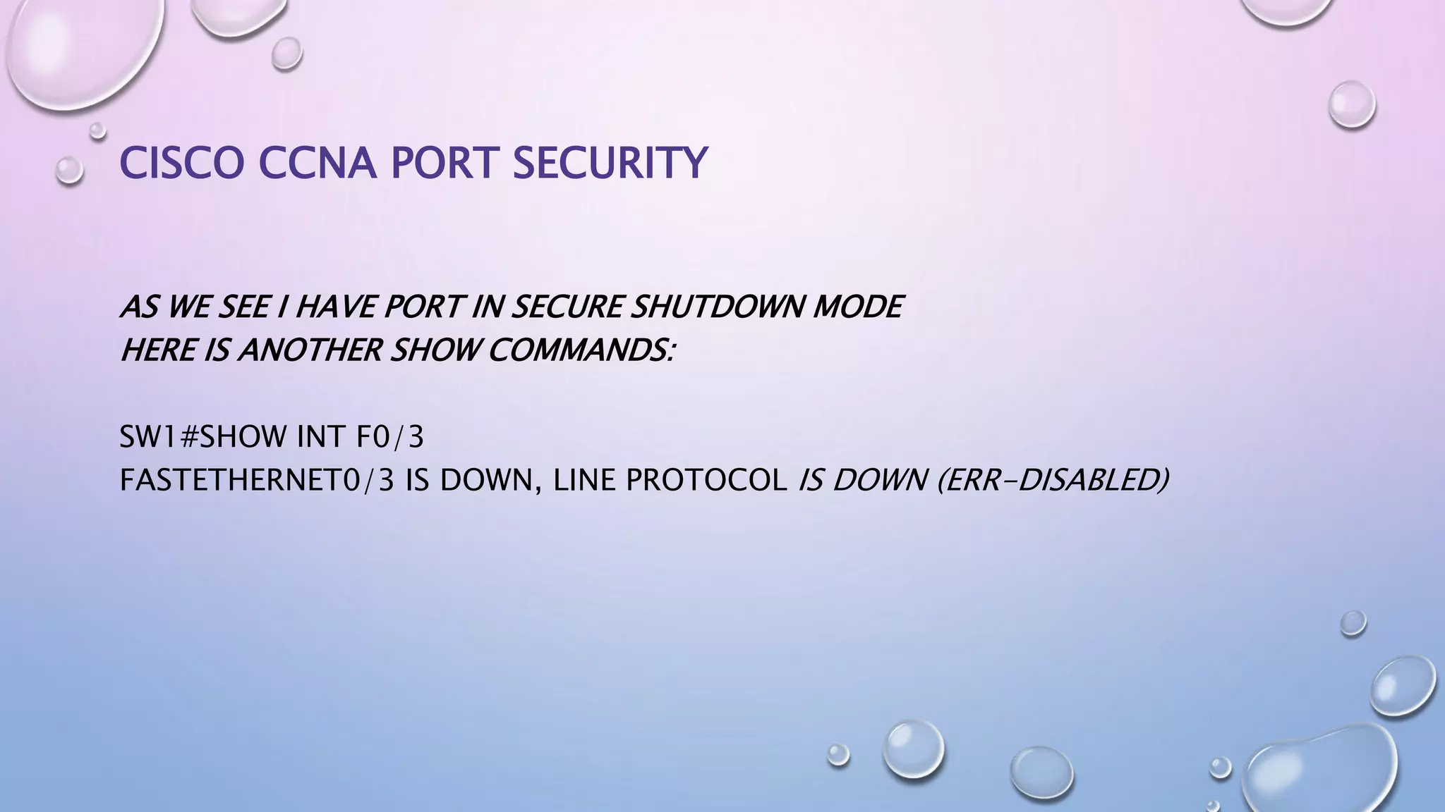 Cisco CCNA Port Security | PPTX