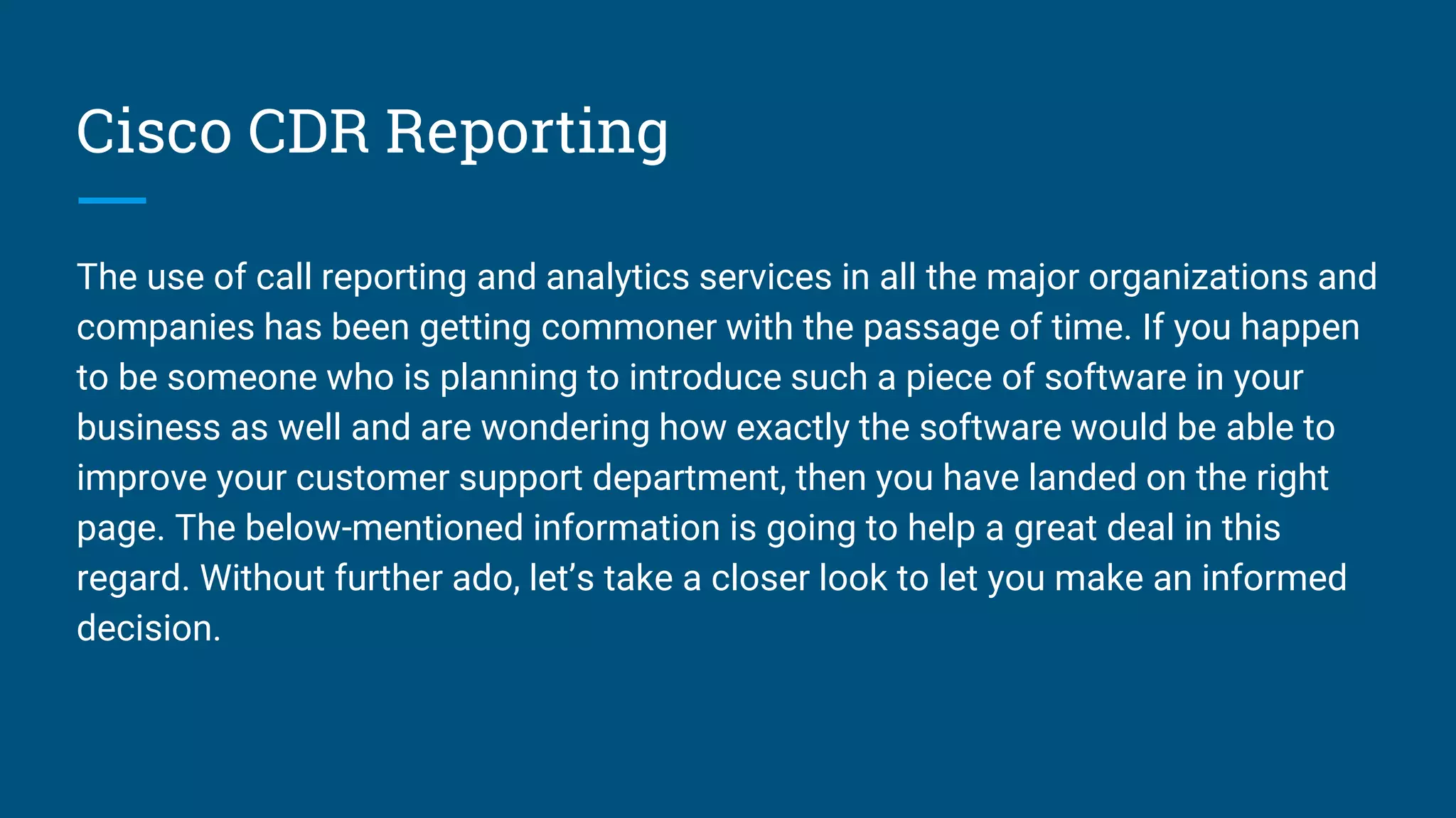Cisco cdr reporting it’s easy if you do it smart | PPTX