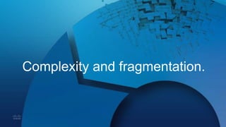 Complexity and fragmentation.
 